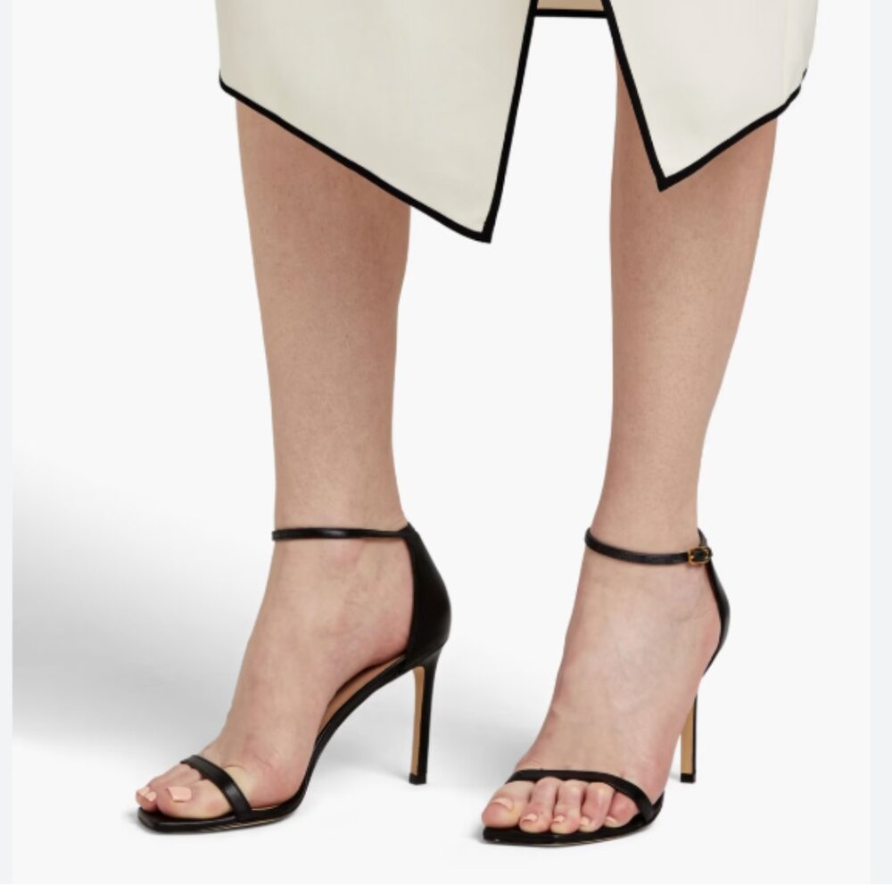 Stuart Weitzman Amelina Black Sandal Heel NWOB!